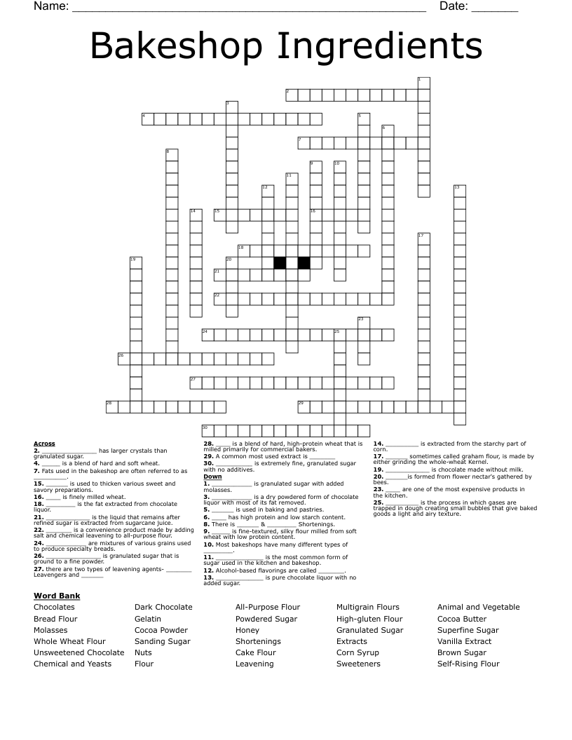 milk ingredient crossword