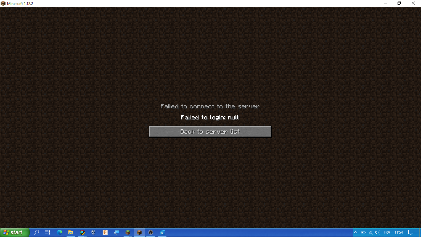 minecraft failed to log in null