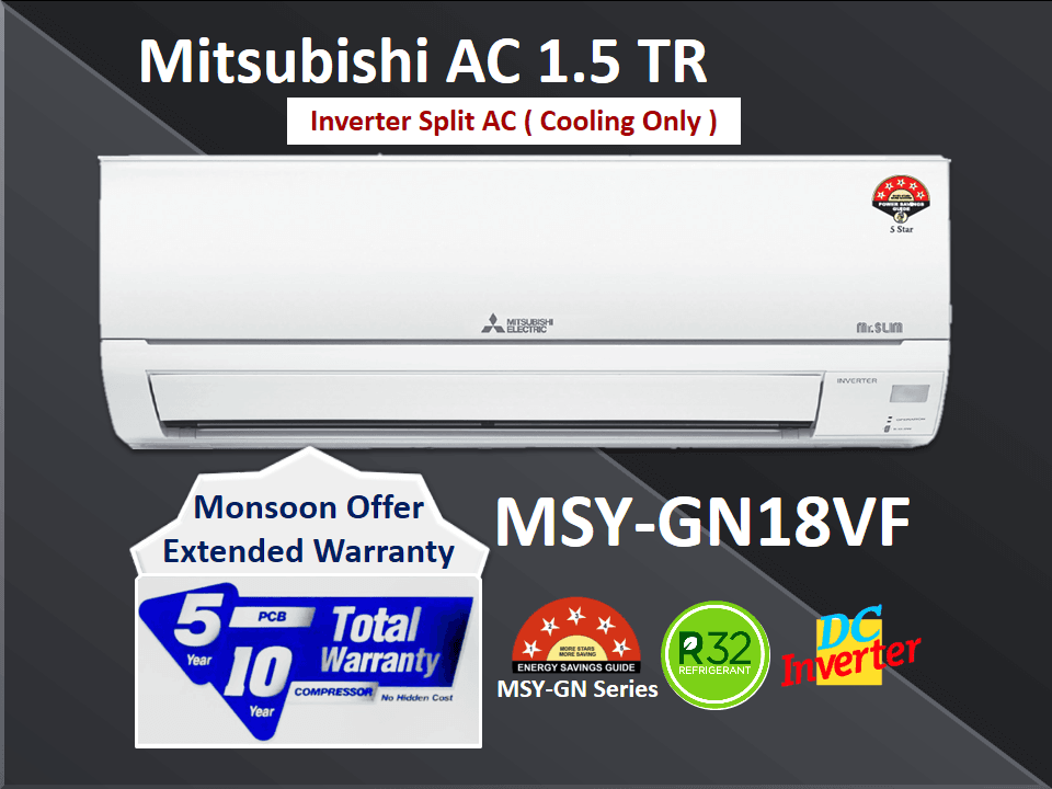 mitsubishi 1.5 ton 5 star inverter ac