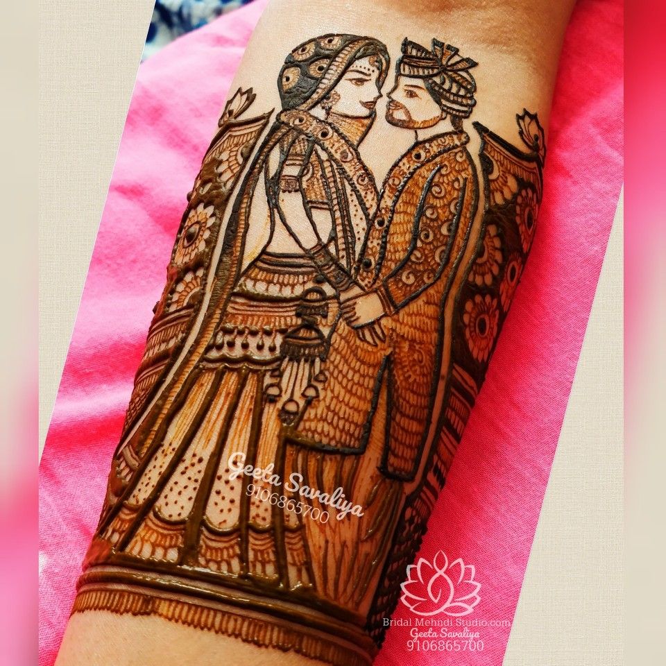 modern couple mehndi design