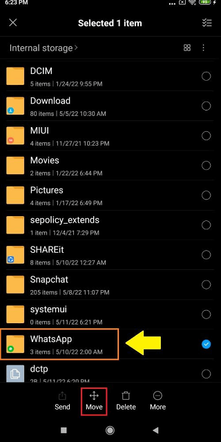 move whatsapp to sd card