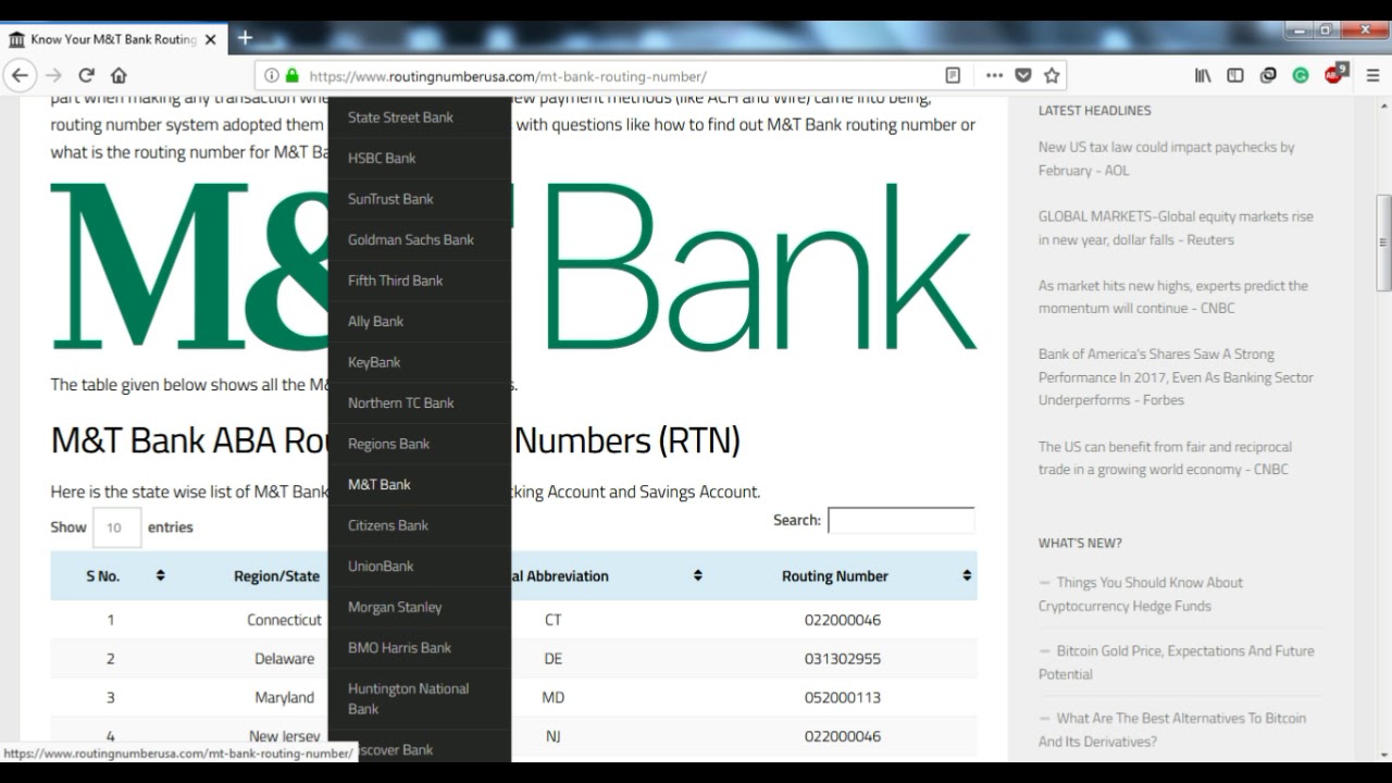 m&t bank code