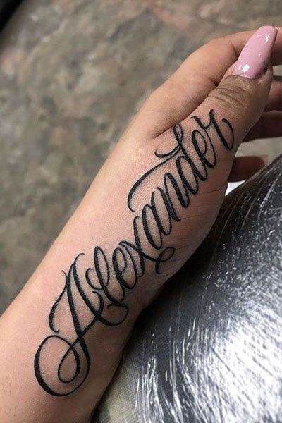 name tattoo hand