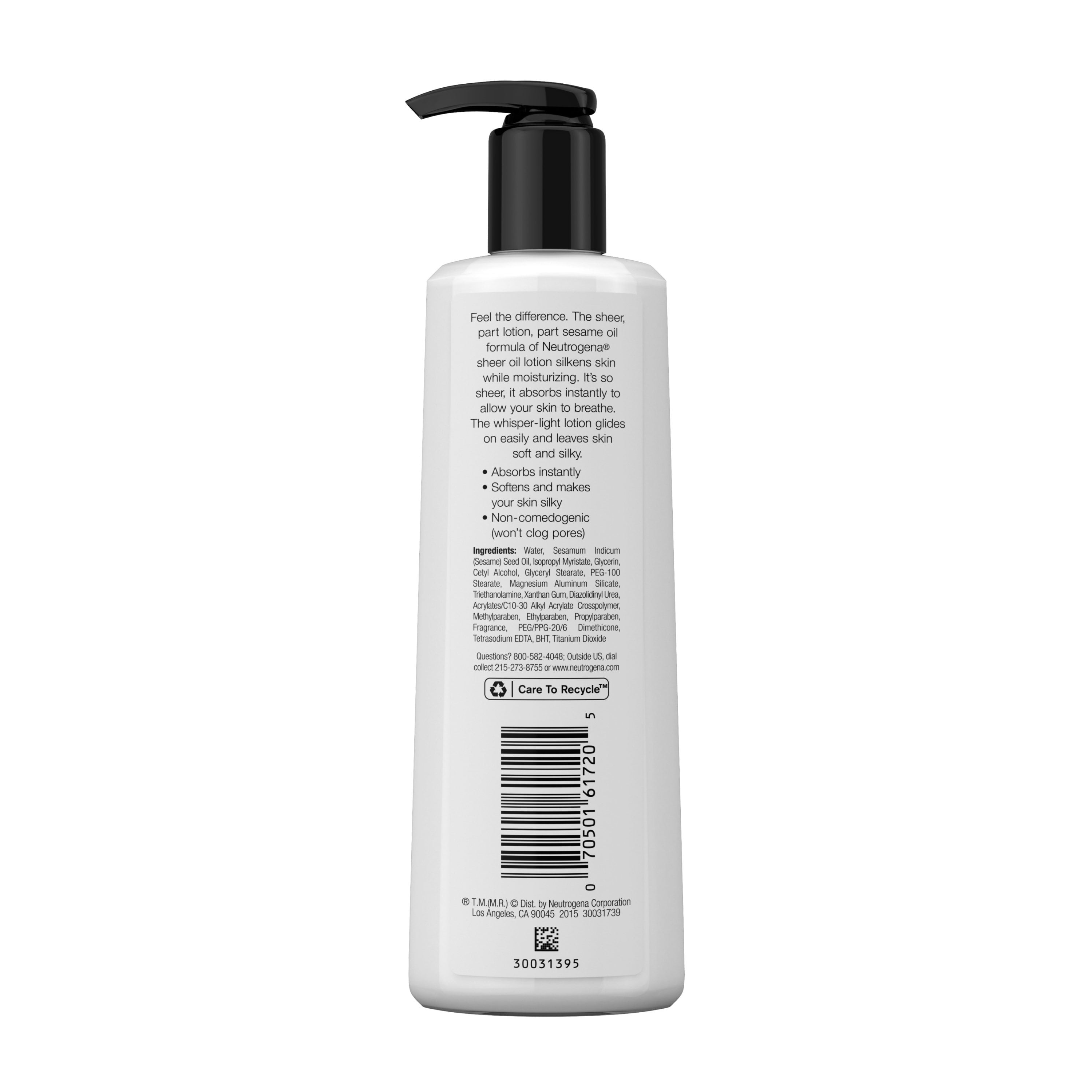 neutrogena moisturizing sheer body oil lotion