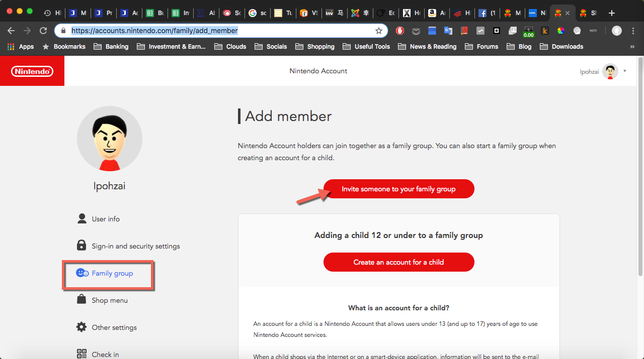 nintendo account family