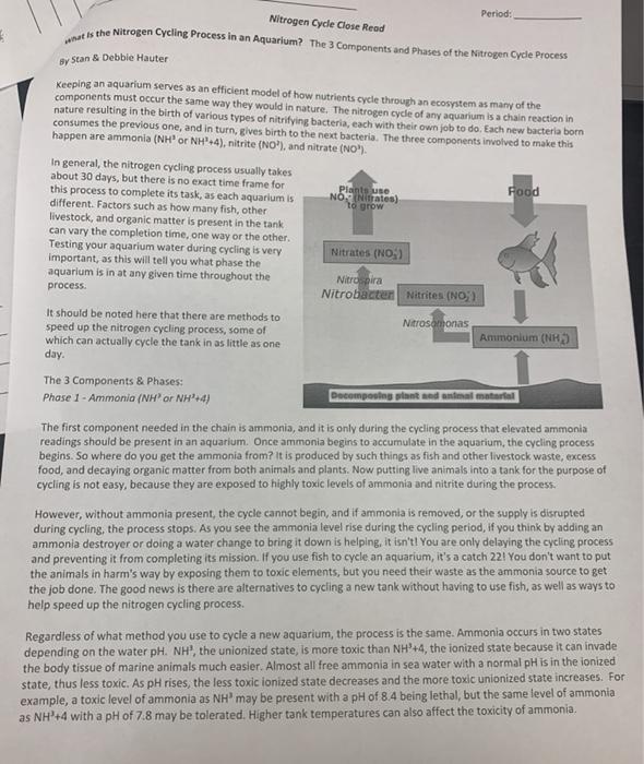 nitrogen cycle close read answers