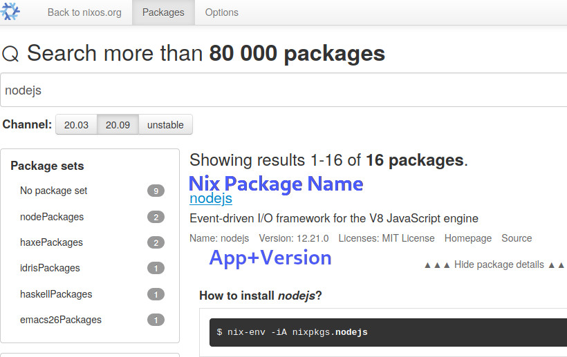 nixpkgs search