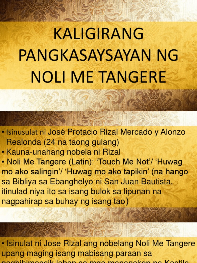 noli me tangere kasaysayan