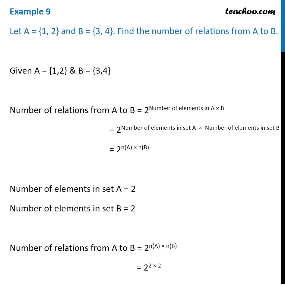 number of relations on a set with n elements