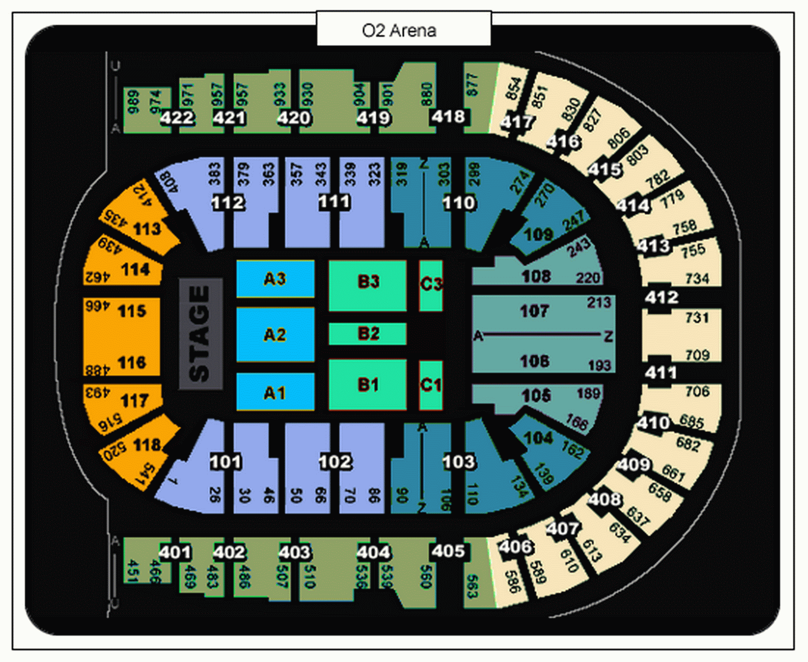 o2 seating arrangements