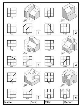 orthographic to isometric drawing exercises