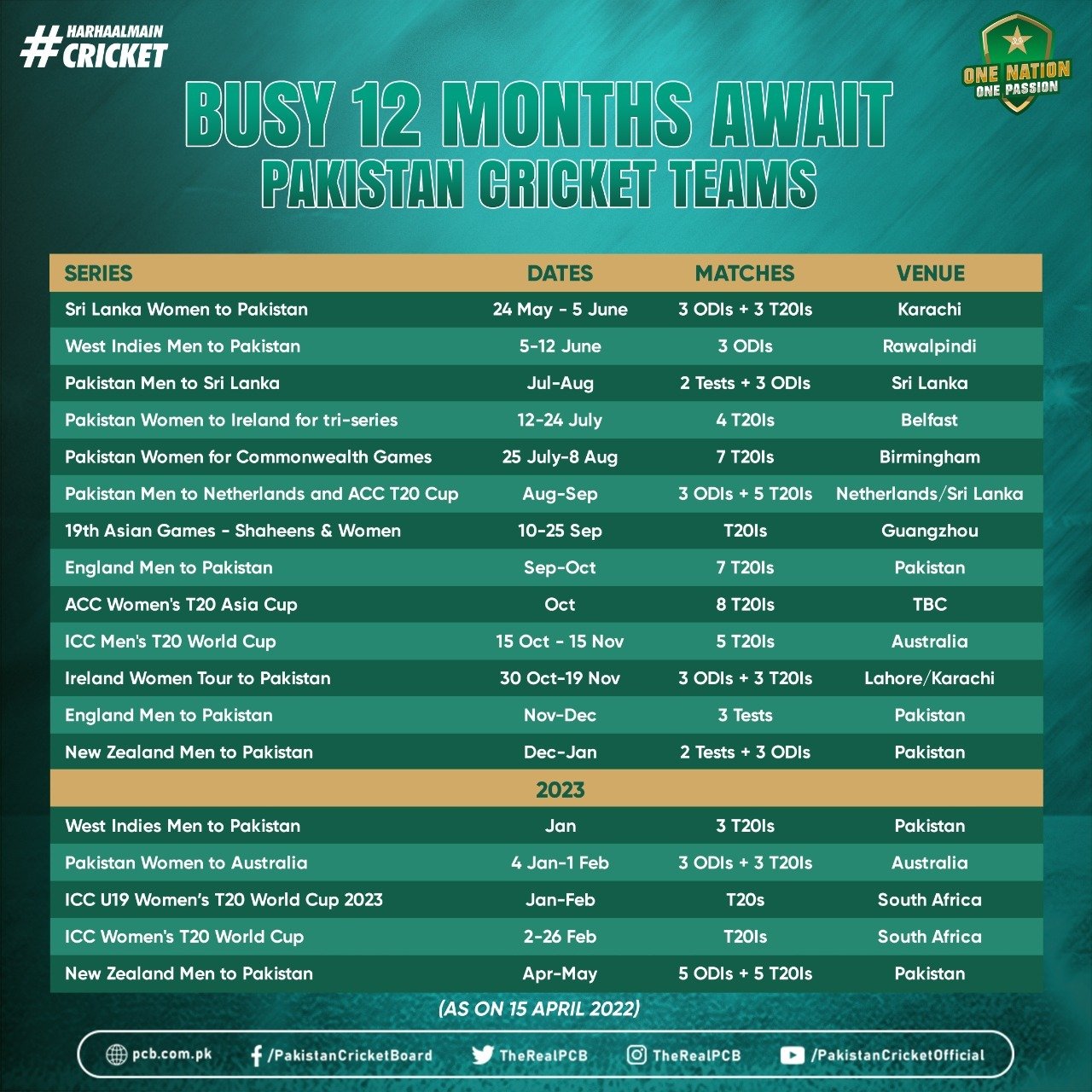 pakistan national cricket team fixtures