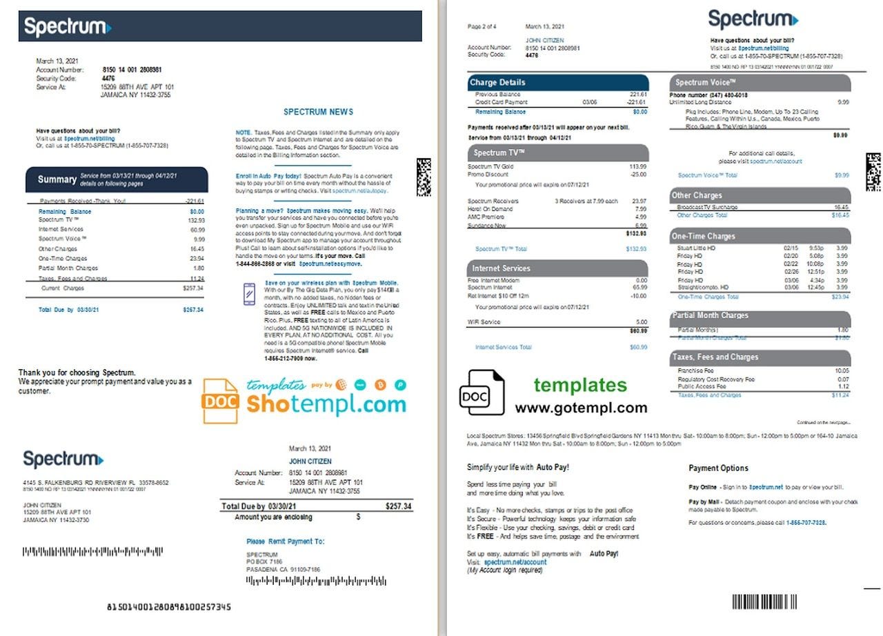 pay my bill spectrum internet