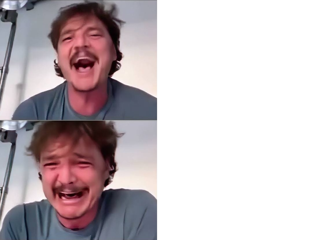 pedro pascal crying meme