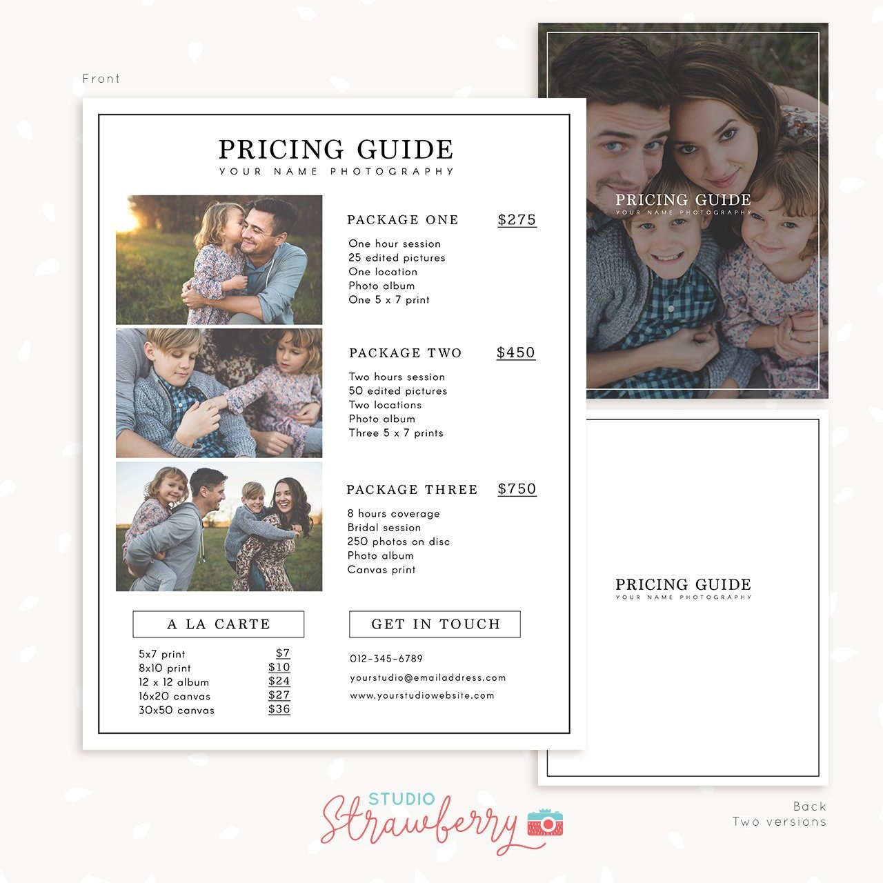 photography pricing sheet