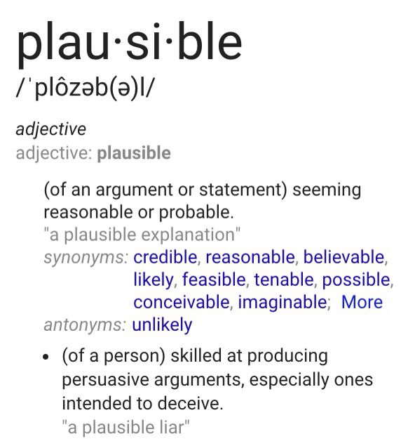 plausible antonym