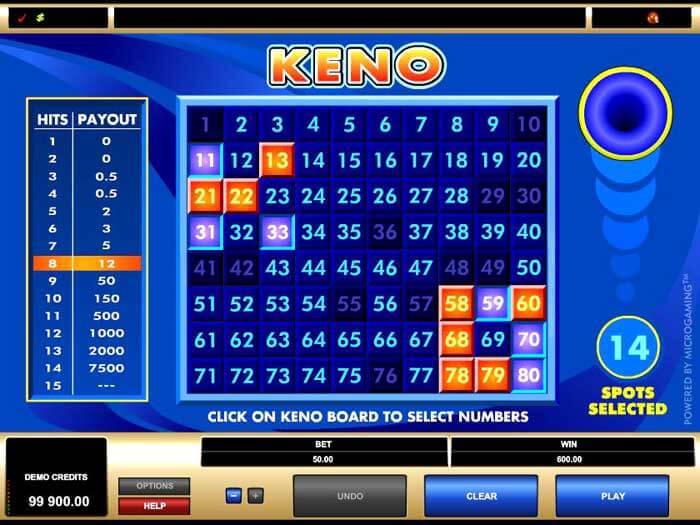 play keno online real money