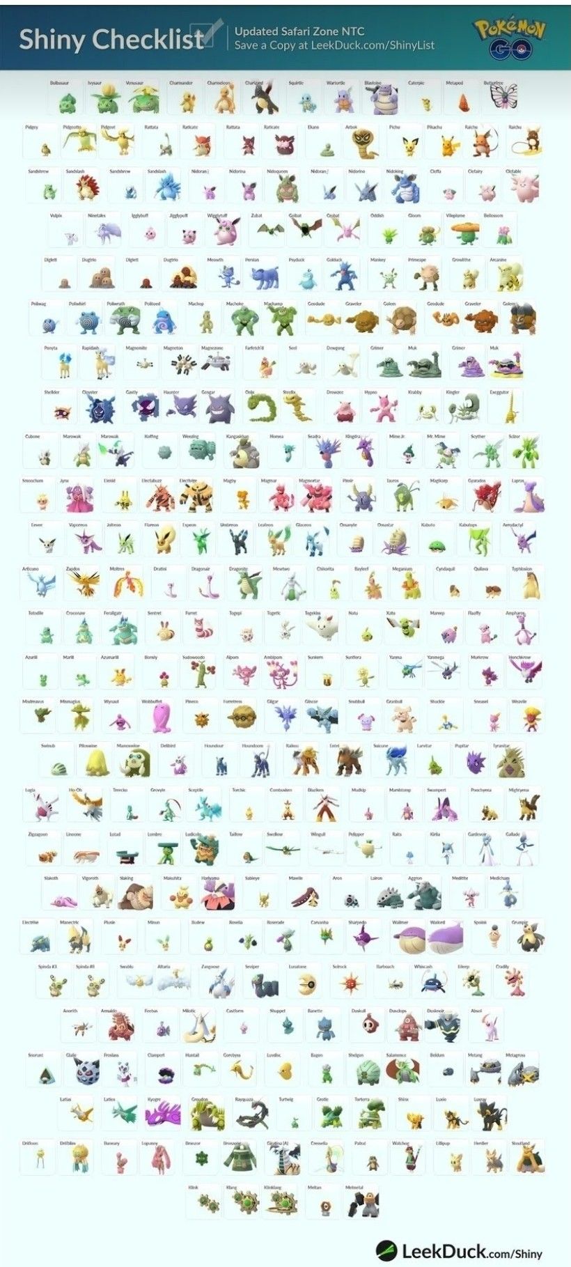 pokemon go shiny pokemon list