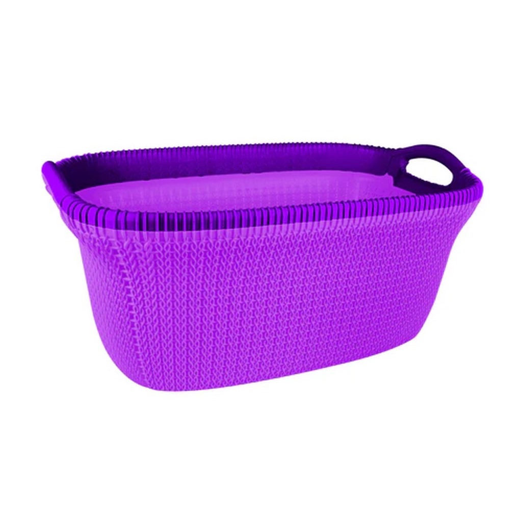 purple plastic laundry basket