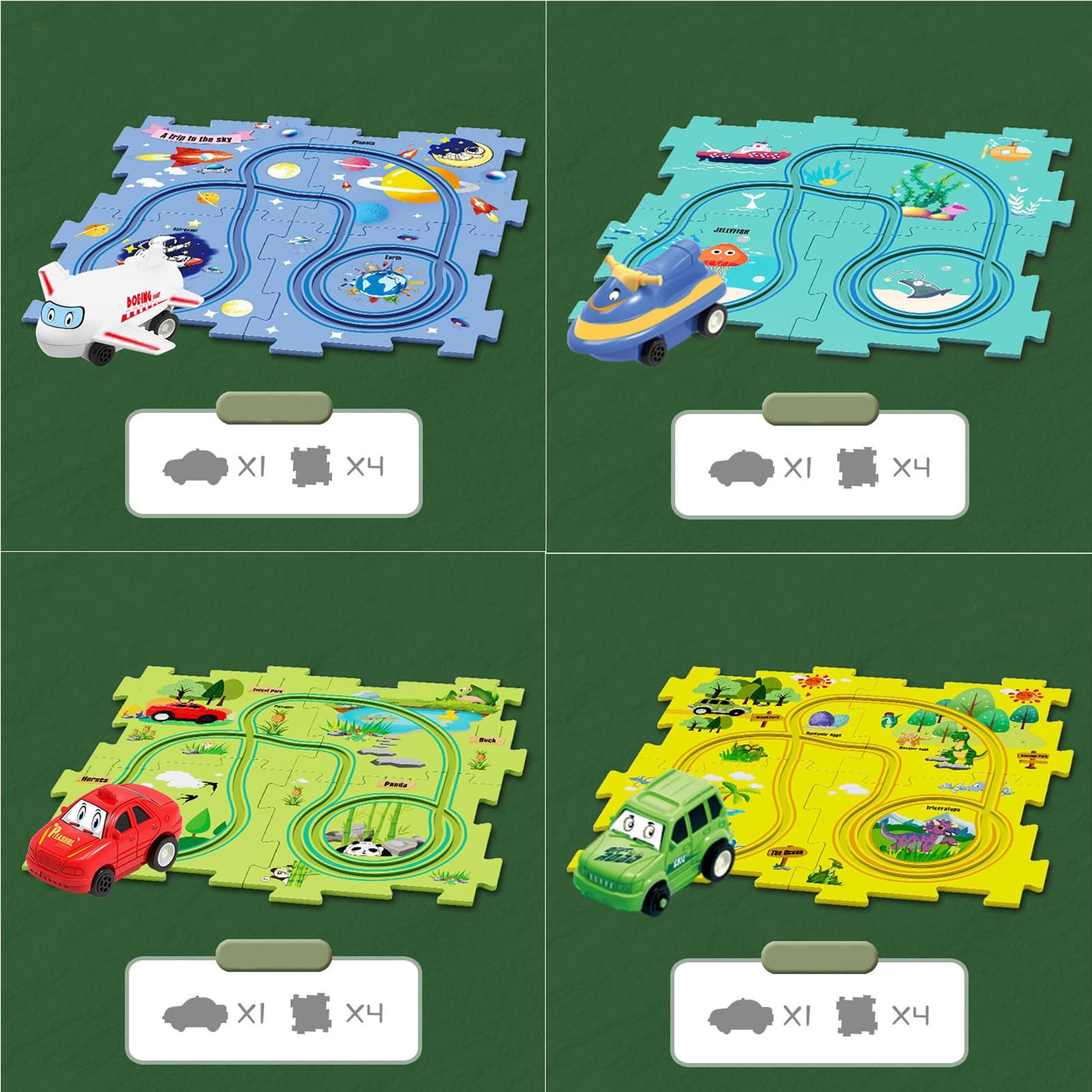 puzzle track car play set