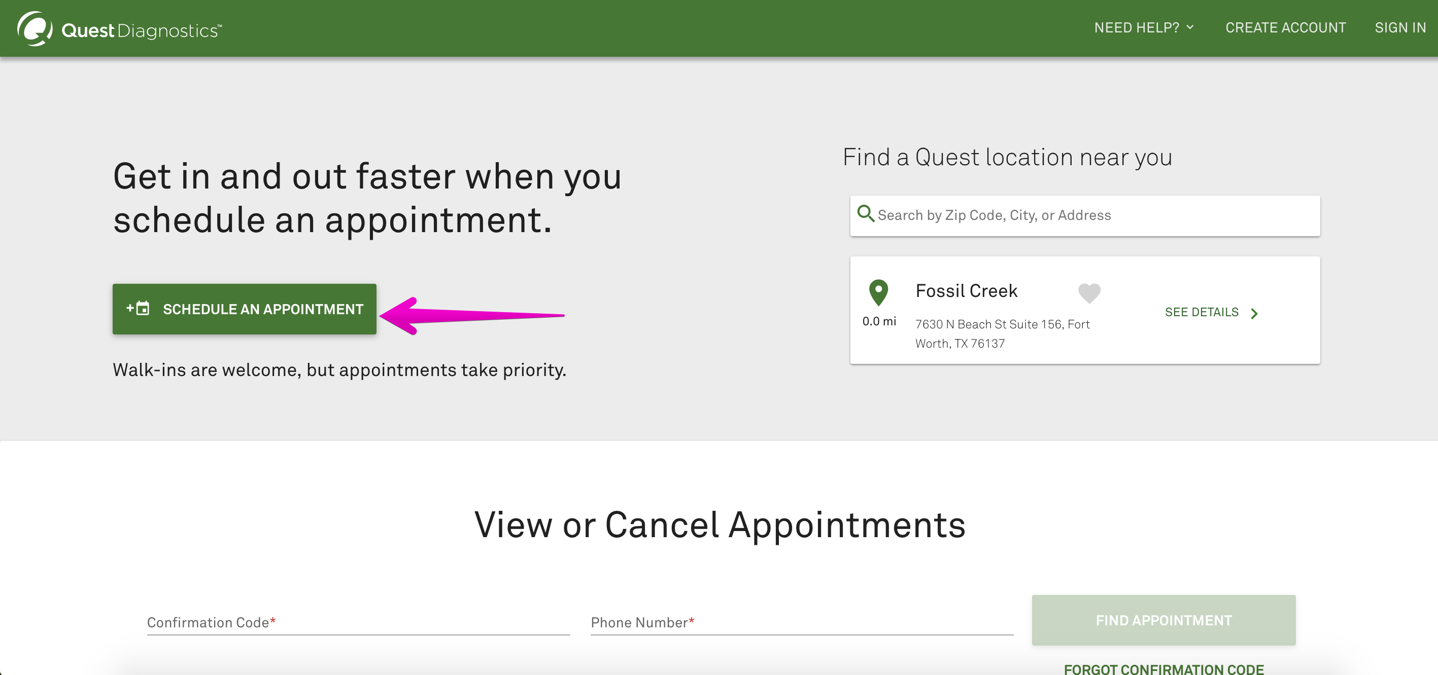 quest diagnostics appointment