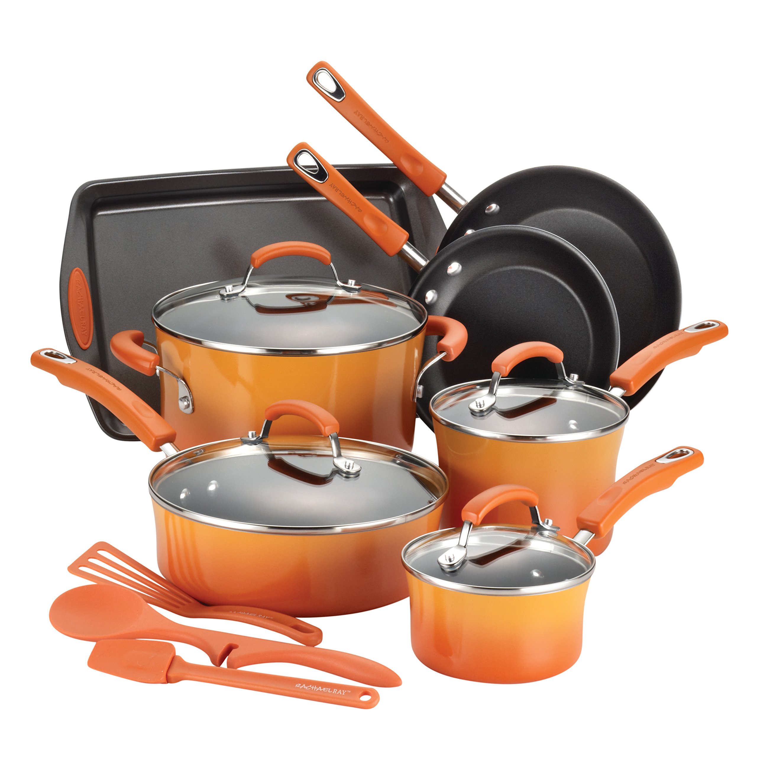 rachael ray pots and pans orange