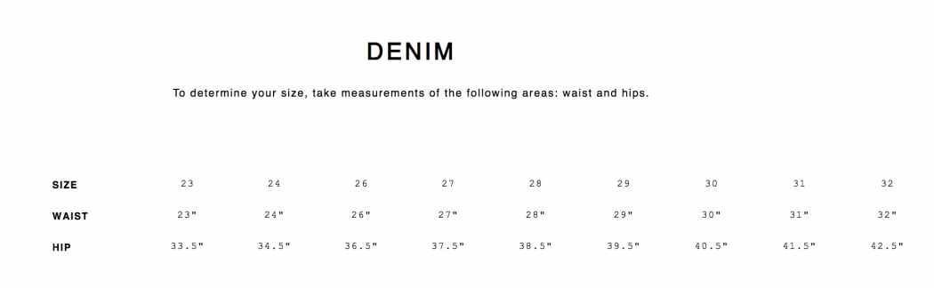 rag & bone size chart