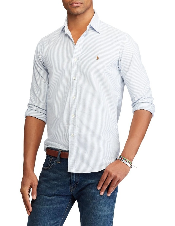 ralph lauren slim fit striped oxford shirt