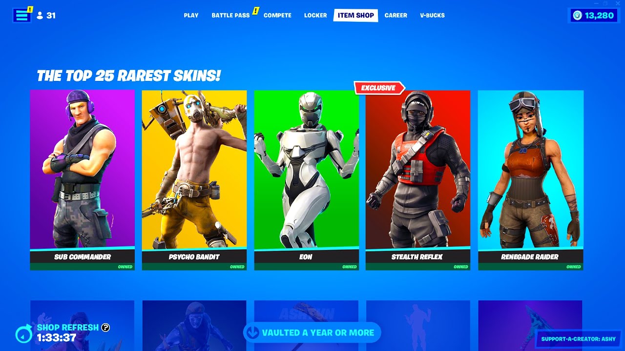 rare skins on fortnite