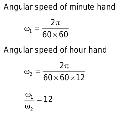 ratio of angular speed of minute and hour hand