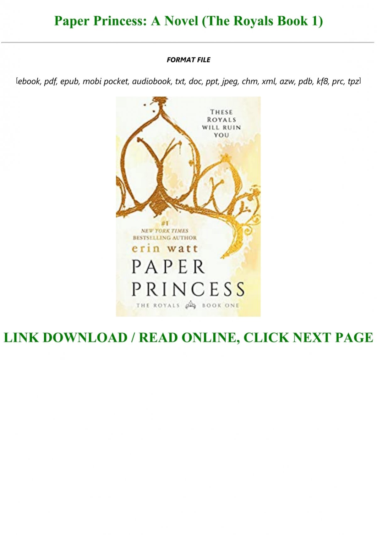 read the paper princess online free