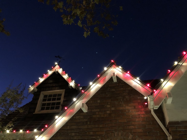 red and white holiday lights