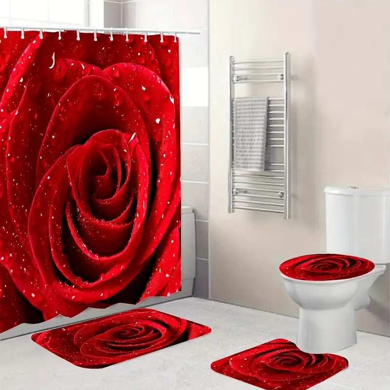 red rose shower curtain