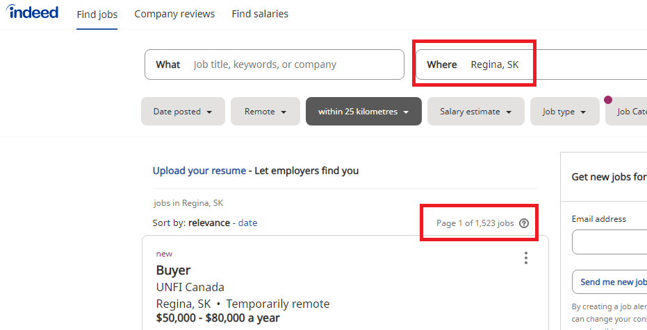 regina indeed jobs