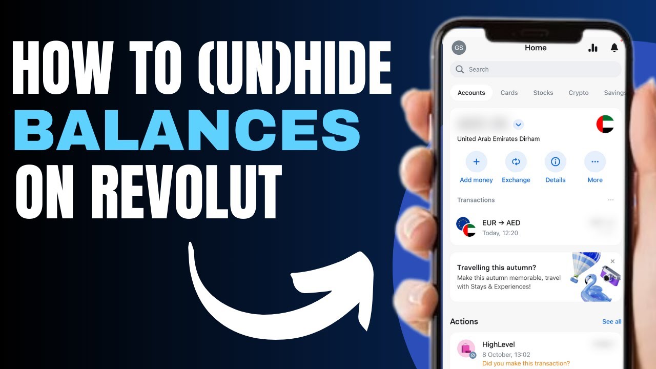 revolut unhide balance