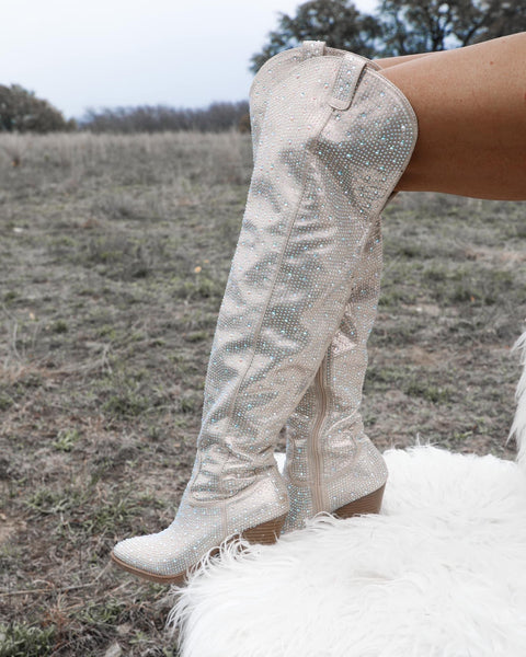 rhinestone knee boots