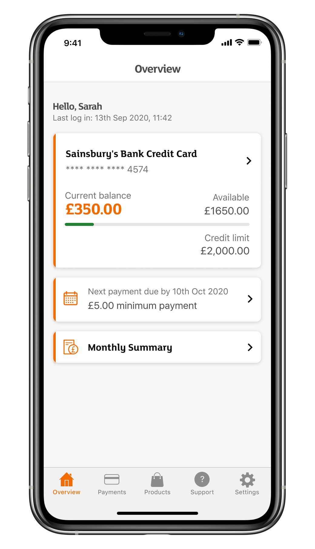 sainsburys login credit card