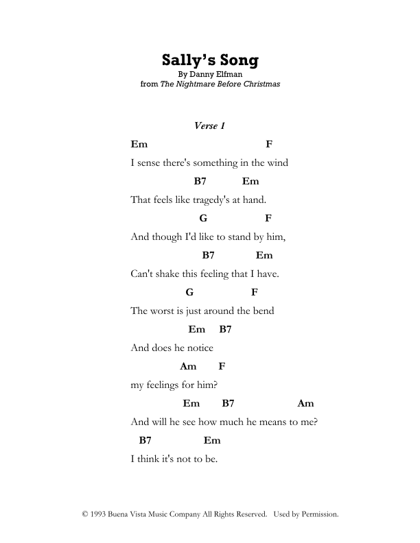 sallys song chords