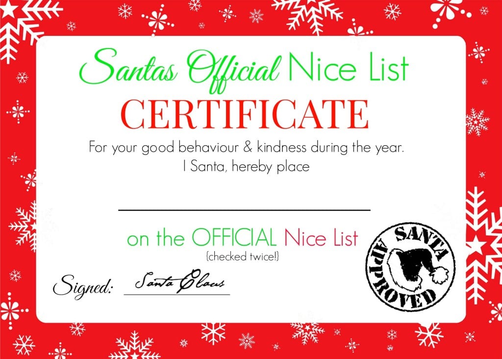 santa nice list template