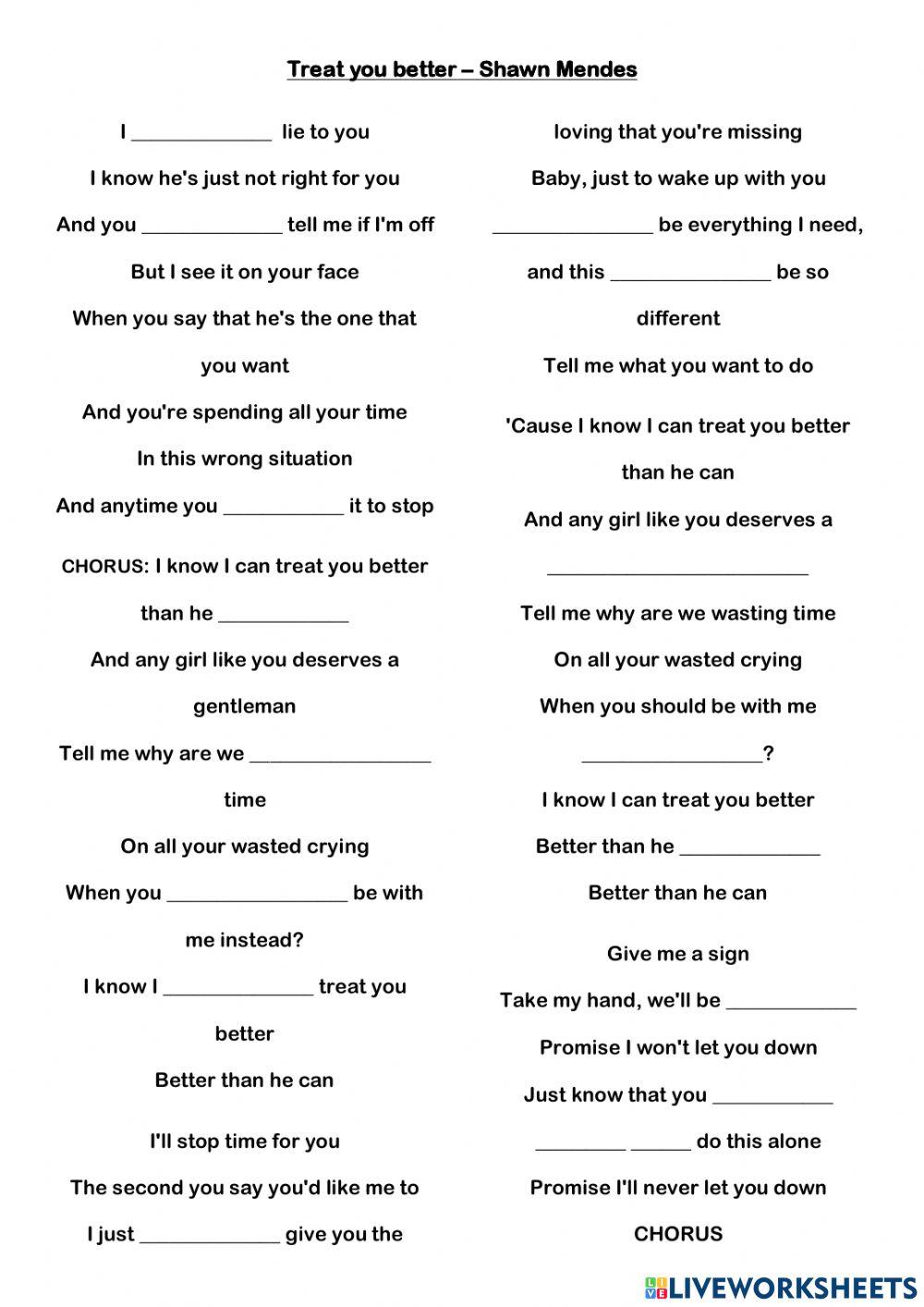 shawn mendes treat me better lyrics