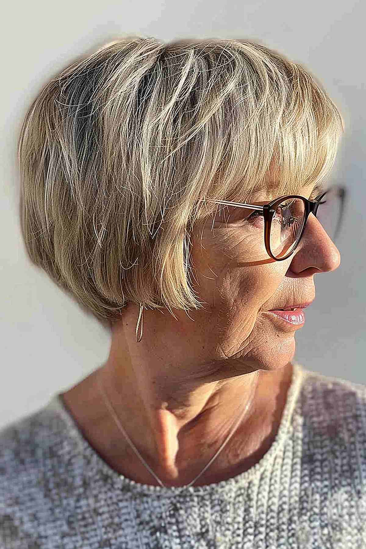 short layered bob for over 60