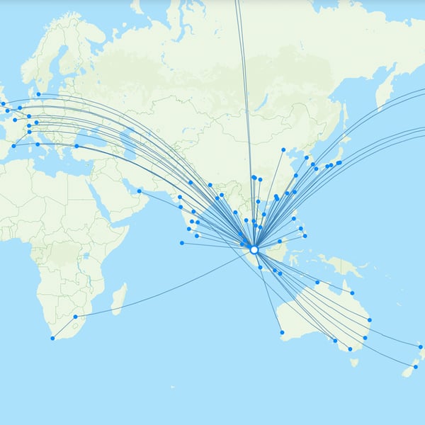 singapore airline route map