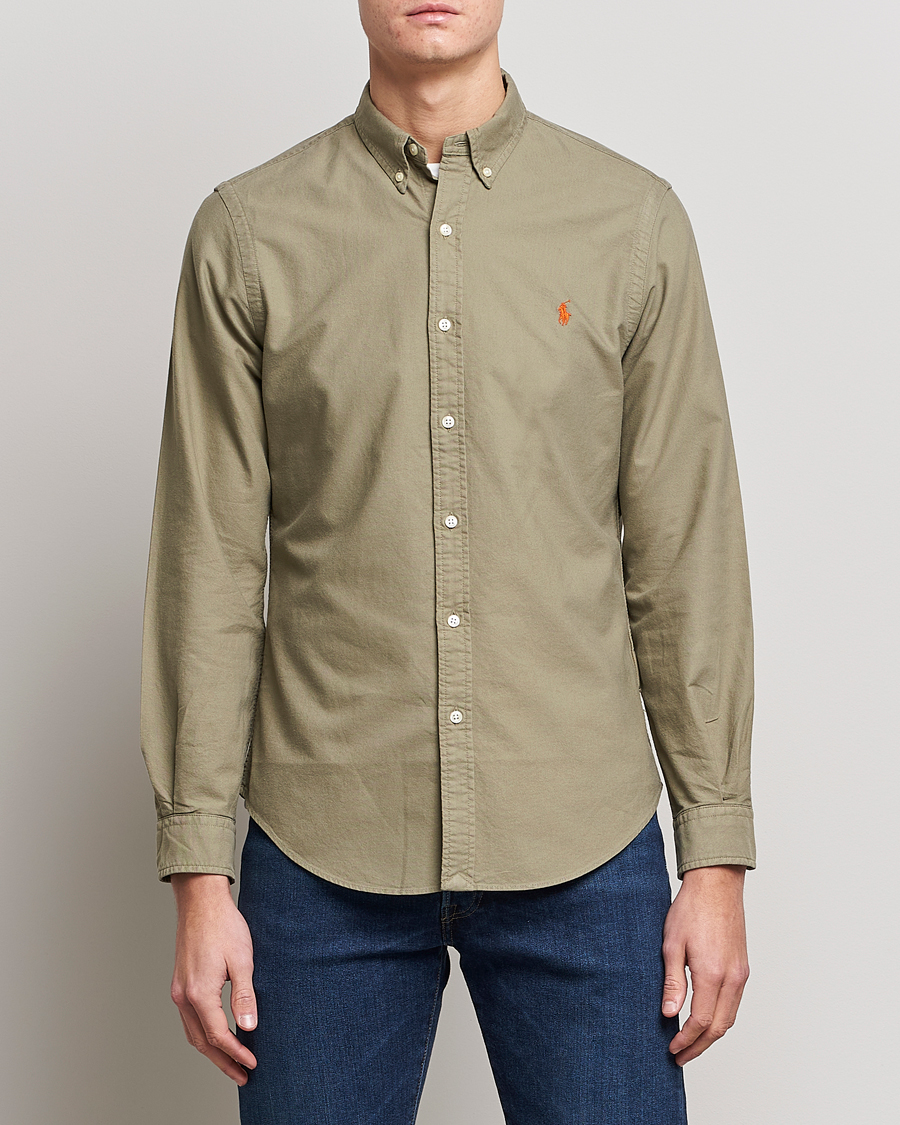 slim fit garment dyed oxford shirt