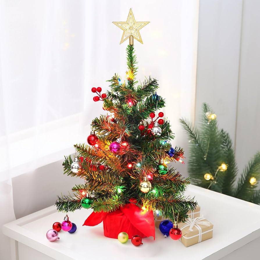 small lighted christmas trees