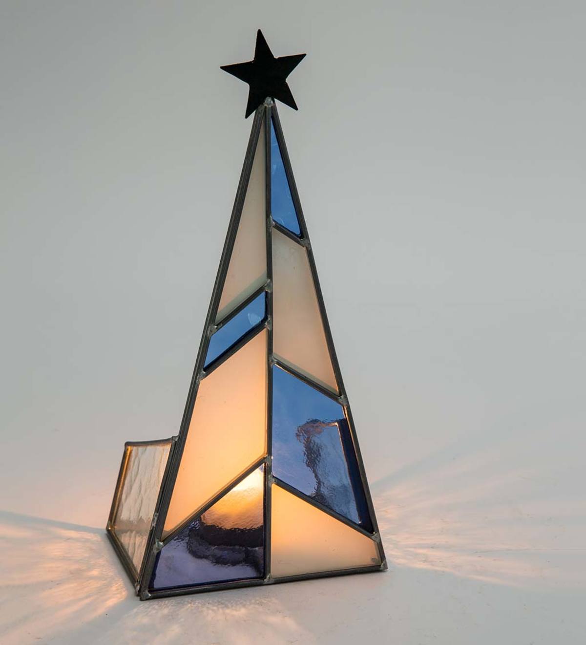 stained glass christmas candle holders