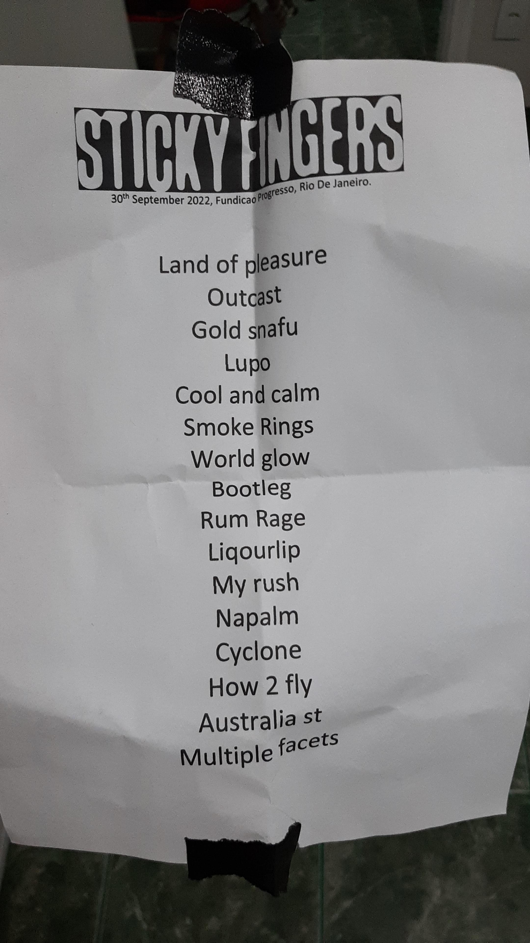 sticky fingers setlist