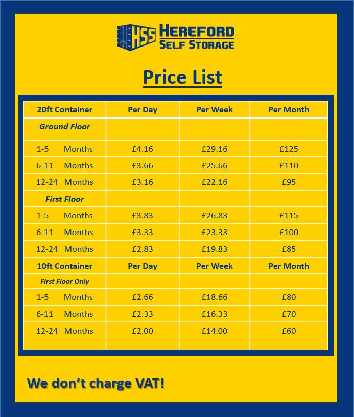 storage units prices near me