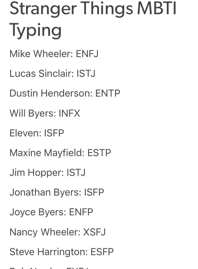 stranger things mbti