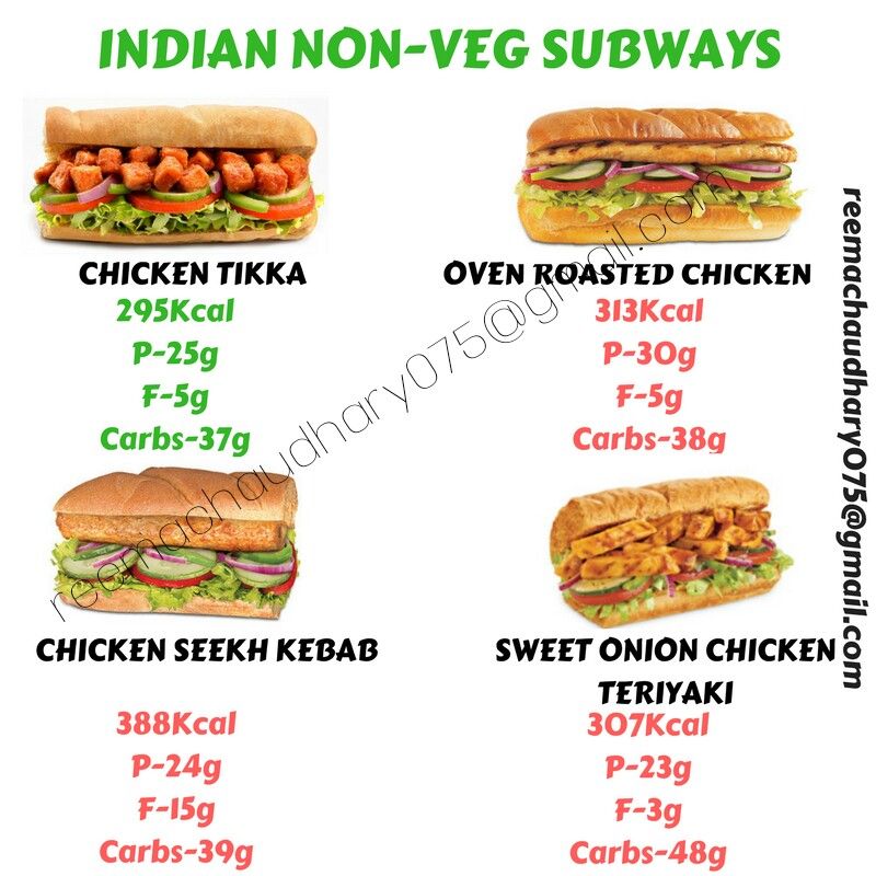 subway calories chicken tikka