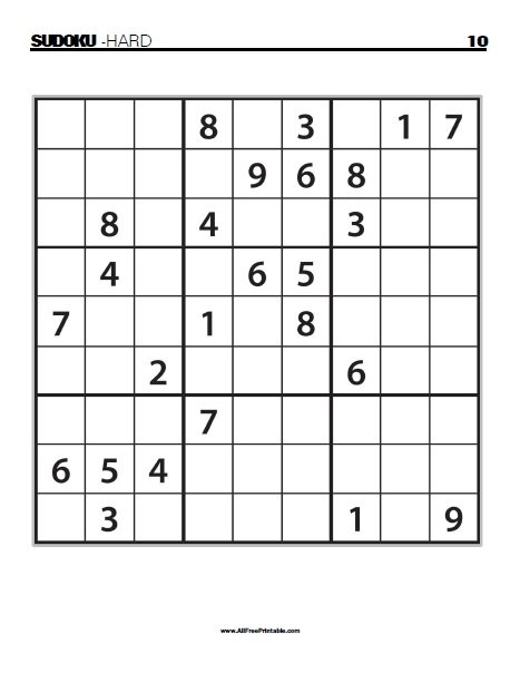 sudoku hard print